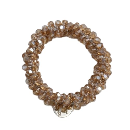 2 Stück Perlen Haargummi Damen Haarschmuck Gummibänder Haarband Elastisches Haarseilarmband Frauen Pferdeschwanzhalter Scrunchies Haarschmuck Kopfbedeckung für Tägliches Tragen,Champagner von Wambere