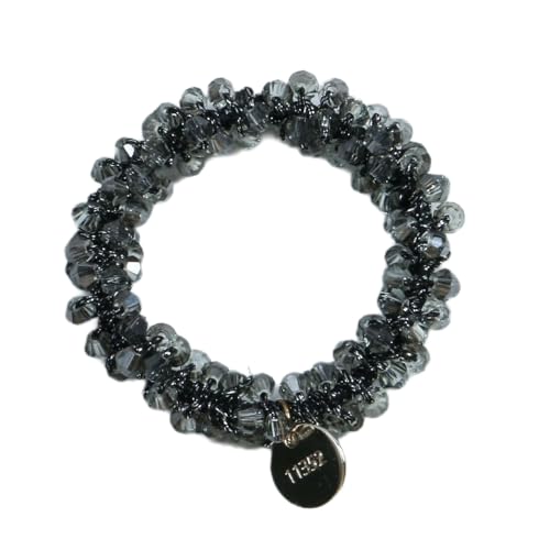 2 Stück Perlen Haargummi Damen Haarschmuck Gummibänder Haarband Elastisches Haarseilarmband Frauen Pferdeschwanzhalter Scrunchies Haarschmuck Kopfbedeckung für Tägliches Tragen,Dunkelgrau von Wambere