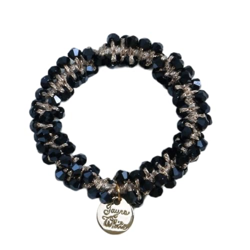 2 Stück Perlen Haargummi Damen Haarschmuck Gummibänder Haarband Elastisches Haarseilarmband Frauen Pferdeschwanzhalter Scrunchies Haarschmuck Kopfbedeckung für Tägliches Tragen,Marineblau von Wambere