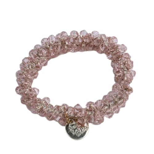 2 Stück Perlen Haargummi Damen Haarschmuck Gummibänder Haarband Elastisches Haarseilarmband Frauen Pferdeschwanzhalter Scrunchies Haarschmuck Kopfbedeckung für Tägliches Tragen,Rosa von Wambere