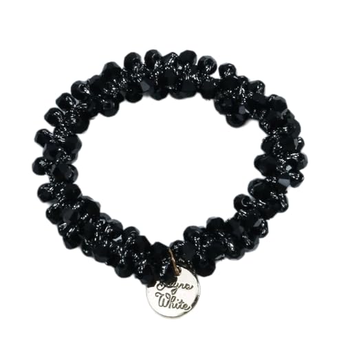 2 Stück Perlen Haargummi Damen Haarschmuck Gummibänder Haarband Elastisches Haarseilarmband Frauen Pferdeschwanzhalter Scrunchies Haarschmuck Kopfbedeckung für Tägliches Tragen,Schwarz von Wambere