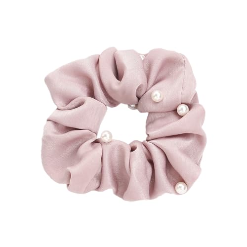 2 Stück Perlen Haargummis Elastische Haargummi Pferdeschwanz Halter Bunt Haargummi für Damen Mädchen Prinzessin Haarschmuck Haare Gummibänder Kopfschmuck DIY Frisur.Rosa von Wambere