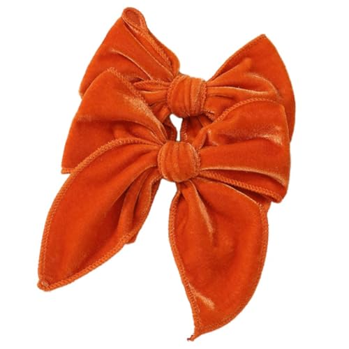 2 Stück Samt Schleife Haarnadel Damen Haarspange Haarschleifen Bogen-Haarnadel Rutschfeste Haarschmuck Haarklammern Haar Accessoires für Tägliches Tragen Hochzeit Party Weihnachten,Orange von Wambere