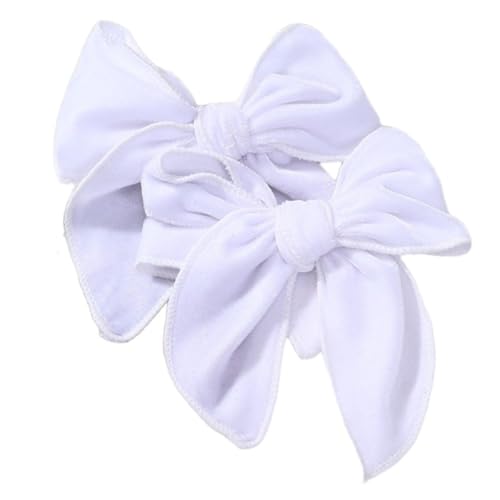 2 Stück Samt Schleife Haarnadel Damen Haarspange Haarschleifen Bogen-Haarnadel Rutschfeste Haarschmuck Haarklammern Haar Accessoires für Tägliches Tragen Hochzeit Party Weihnachten,Weiß von Wambere
