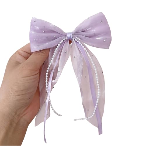 2 Stück Schleife Haarnadel Mit Perlen Haarschleife Haarspange Damen Haarnadelschleife Haarklammern Haarschmuck Bogen Haarnadel Haar Accessoires für Hochzeit Party Weihnachten,Lila von Wambere
