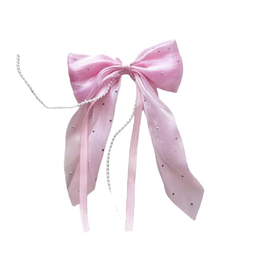 2 Stück Schleife Haarnadel Mit Perlen Haarschleife Haarspange Damen Haarnadelschleife Haarklammern Haarschmuck Bogen Haarnadel Haar Accessoires für Hochzeit Party Weihnachten,Rosa von Wambere