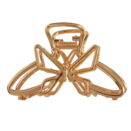 2 Stück Schmetterling Haarspangen Damen Haarspangen Hohler Metall Haarklammern Frauen Haarnadel Haarclip Rutschfeste Haarschmuck Hair Jaw Clip Kopfbedeckung für Tägliche Kleidung,Gold von Wambere