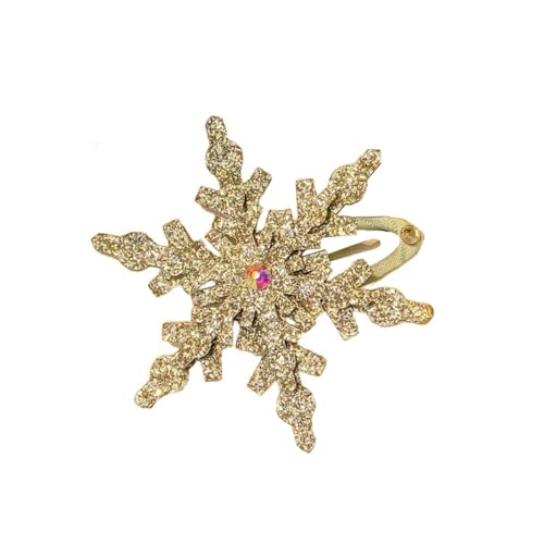 2 Stück Schneeflocken Haarspangen Weihnachtlicher Haarschmuck Damen Haarnadeln Mit Strasssteinen Rutschfest Haarklemmen Haar Accessoires Kopfschmuck für Hochzeit Weihnachten,Gold C von Wambere