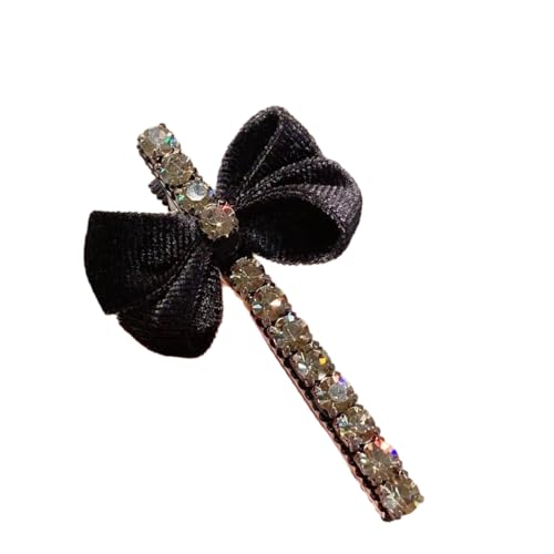2 Stück Strasssteine Haarnadel Mit kleiner Schleife,Vintage Bobby Pins Damen Haarnadeln Haarklammer Haarclips Seitenclip Pony-Clip Haarschmuck Kopfschmuck für Tägliches Tragen,Schwarz von Wambere
