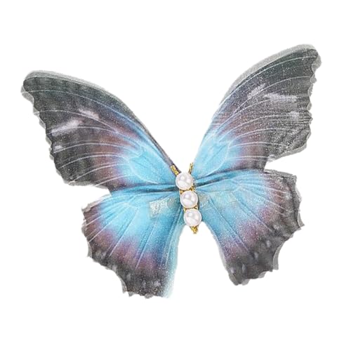2 Stück Tüll Schmetterlings Haarspange mit Perlen,Damen Haarklammer Schmetterling Haarnadeln Rutschfest Haar Accessoire Haarclips Haarschmuck Kopfschmuck für Hochzeit Party Bankett,Blau Schwarz von Wambere