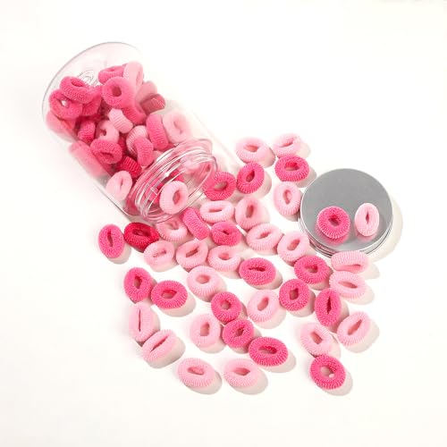 200 StüCk Haargummis MäDchen Bunt Elastisch Haargummis 2.5cm Multicolor Haarbänder HaarbäNder Zopfgummis Haargummi Kinder Mädchen Mini Haarband Mehrfarbig Soft,Rosenrot von Wambere