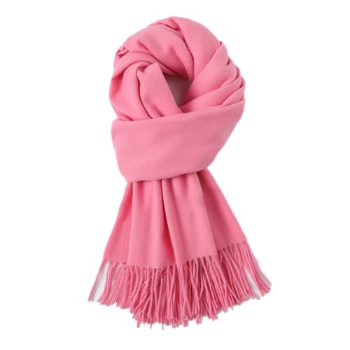 200cm x 68cm Damen Winter Warmer Schal mit Quasten,Fransenschal Pashmina Scarves Fransentücher Damentuch Stola Halstuch für Tägliches Tragen Outdoor Aktivitäten Radfahren Spaziergang,Dunkelpink von Wambere