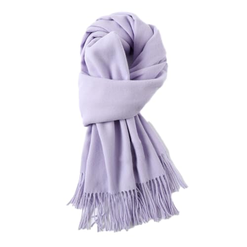 200cm x 68cm Damen Winter Warmer Schal mit Quasten,Fransenschal Pashmina Scarves Fransentücher Damentuch Stola Halstuch für Tägliches Tragen Outdoor Aktivitäten Radfahren Spaziergang,Helles Lila von Wambere