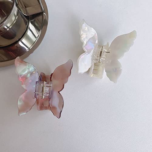 2er Schmetterling Haarklammern Haarspangen Kleine Haarklauenclips,Butterfly Hair Claw Clip Mode Acetate Hair Jaw Clip,Glitzer Muschel Marmor Leoparden Haar Fänger Kiefer für Damen Mädchen,Mischfarbe von Wambere