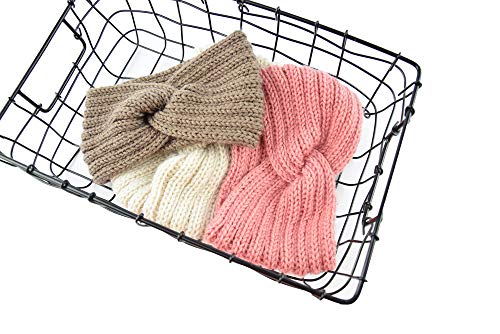 3 Pcs Winter Häkelarbeit Stirnband Mädchen Frauen Haarband Verdicken Stirnbänder Kopfband Haarband Ohrenwärmer Headwrap für Einkaufen Skifahren Laufen,Burgund+Orange+Dunkelgelb von Wambere