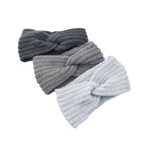 3 Pcs Winter Häkelarbeit Stirnband Mädchen Frauen Haarband Verdicken Stirnbänder Kopfband Haarband Ohrenwärmer Headwrap für Einkaufen Skifahren Laufen,Dunkelrosa+Rosa+Hellrosa von Wambere