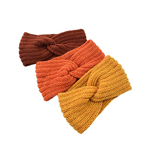 3 Pcs Winter Häkelarbeit Stirnband Mädchen Frauen Haarband Verdicken Stirnbänder Kopfband Haarband Ohrenwärmer Headwrap für Einkaufen Skifahren Laufen,Silbergrau+Dunkelgrau+Hellgrau von Wambere