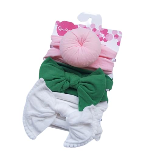 3 Stück Baby Haarband Donut Mädchen Haarschmuck Nylon Stirnband Schleifenkopfschmuck Elastischer Turban Weiche Schleife Stirnbänder Haarschleifen Neugeborene Kopfbedeckung Babyzubehör,Bunt 11 von Wambere