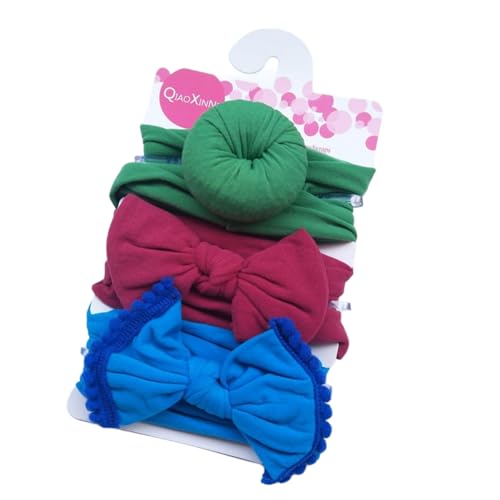 3 Stück Baby Haarband Donut Mädchen Haarschmuck Nylon Stirnband Schleifenkopfschmuck Elastischer Turban Weiche Schleife Stirnbänder Haarschleifen Neugeborene Kopfbedeckung Babyzubehör,Bunt 12 von Wambere