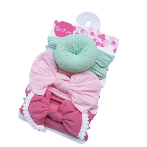 3 Stück Baby Haarband Donut Mädchen Haarschmuck Nylon Stirnband Schleifenkopfschmuck Elastischer Turban Weiche Schleife Stirnbänder Haarschleifen Neugeborene Kopfbedeckung Babyzubehör,Bunt 13 von Wambere