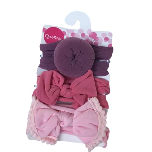 3 Stück Baby Haarband Donut Mädchen Haarschmuck Nylon Stirnband Schleifenkopfschmuck Elastischer Turban Weiche Schleife Stirnbänder Haarschleifen Neugeborene Kopfbedeckung Babyzubehör,Bunt 15 von Wambere