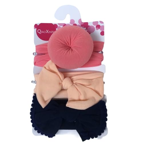 3 Stück Baby Haarband Donut Mädchen Haarschmuck Nylon Stirnband Schleifenkopfschmuck Elastischer Turban Weiche Schleife Stirnbänder Haarschleifen Neugeborene Kopfbedeckung Babyzubehör,Bunt 16 von Wambere