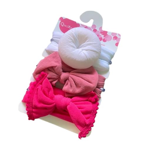 3 Stück Baby Haarband Donut Mädchen Haarschmuck Nylon Stirnband Schleifenkopfschmuck Elastischer Turban Weiche Schleife Stirnbänder Haarschleifen Neugeborene Kopfbedeckung Babyzubehör,Bunt 18 von Wambere