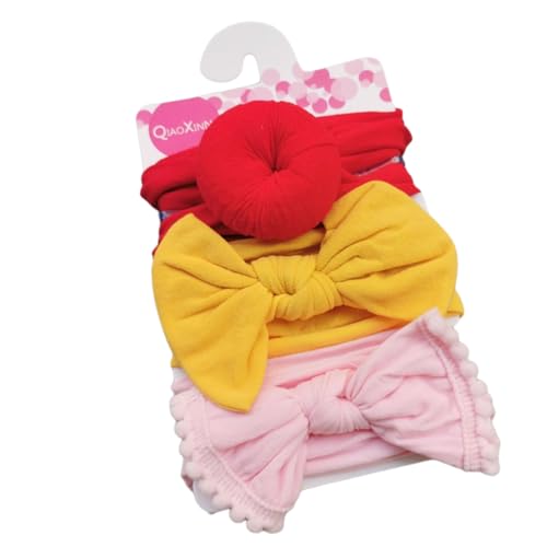 3 Stück Baby Haarband Donut Mädchen Haarschmuck Nylon Stirnband Schleifenkopfschmuck Elastischer Turban Weiche Schleife Stirnbänder Haarschleifen Neugeborene Kopfbedeckung Babyzubehör,Bunt 2 von Wambere
