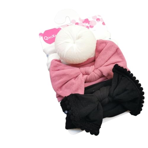 3 Stück Baby Haarband Donut Mädchen Haarschmuck Nylon Stirnband Schleifenkopfschmuck Elastischer Turban Weiche Schleife Stirnbänder Haarschleifen Neugeborene Kopfbedeckung Babyzubehör,Bunt 3 von Wambere