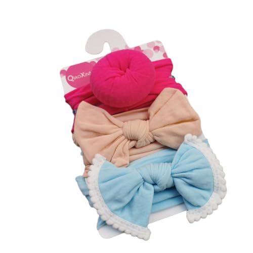 3 Stück Baby Haarband Donut Mädchen Haarschmuck Nylon Stirnband Schleifenkopfschmuck Elastischer Turban Weiche Schleife Stirnbänder Haarschleifen Neugeborene Kopfbedeckung Babyzubehör,Bunt 4 von Wambere