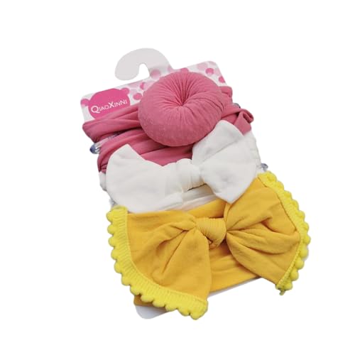 3 Stück Baby Haarband Donut Mädchen Haarschmuck Nylon Stirnband Schleifenkopfschmuck Elastischer Turban Weiche Schleife Stirnbänder Haarschleifen Neugeborene Kopfbedeckung Babyzubehör,Bunt 5 von Wambere