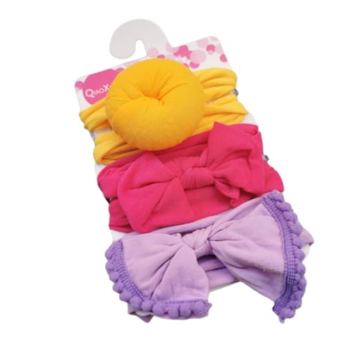 3 Stück Baby Haarband Donut Mädchen Haarschmuck Nylon Stirnband Schleifenkopfschmuck Elastischer Turban Weiche Schleife Stirnbänder Haarschleifen Neugeborene Kopfbedeckung Babyzubehör,Bunt 6 von Wambere
