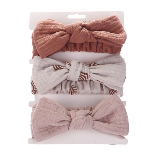 3 Stück Baby Turban Baby Stirnband Neugeborene Schleife Stirnbänder Elastische Haarbänder Mädchen Kopfbedeckung Weiche Bögen Haarband Haarschmuck für Kleinkinder Neugeborene,Bunt 1 von Wambere