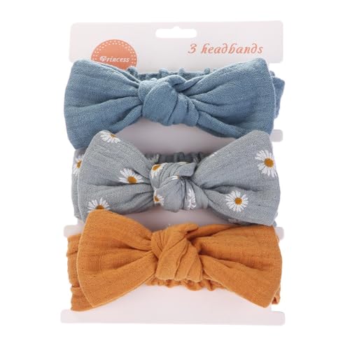 3 Stück Baby Turban Baby Stirnband Neugeborene Schleife Stirnbänder Elastische Haarbänder Mädchen Kopfbedeckung Weiche Bögen Haarband Haarschmuck für Kleinkinder Neugeborene,Bunt 10 von Wambere