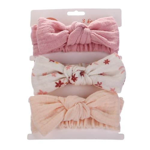 3 Stück Baby Turban Baby Stirnband Neugeborene Schleife Stirnbänder Elastische Haarbänder Mädchen Kopfbedeckung Weiche Bögen Haarband Haarschmuck für Kleinkinder Neugeborene,Bunt 2 von Wambere