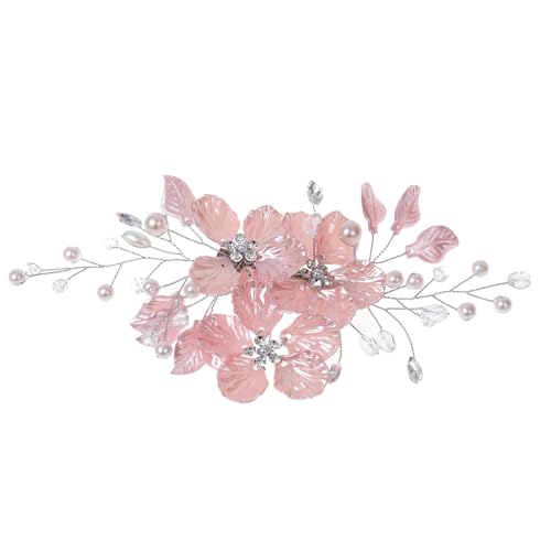 3 Stück Braut Hochzeits Haarschmuck Blütenblatt Perlen Kristall Haarnadel Haarklammer Strass Haarspangen Kopfbedeckung Frauen Hairclip Kopfschmuck für Hochzeit Party Abendessen Bankett,Rosa A von Wambere