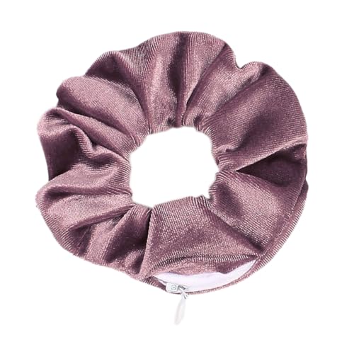 3 Stück Bunte Samt Scrunchies Haargummi Elastischer Haarbänder Frauen Pferdeschwanz Kopfschmuck Haarspangen für Mädchen und Damen Haarschmuck mit Versteckter Reißverschlusstasche,Rosa B von Wambere