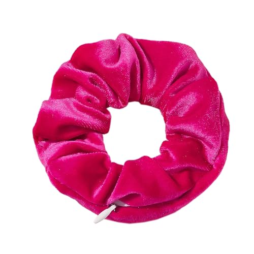 3 Stück Bunte Samt Scrunchies Haargummi Elastischer Haarbänder Frauen Pferdeschwanz Kopfschmuck Haarspangen für Mädchen und Damen Haarschmuck mit Versteckter Reißverschlusstasche,Rosenrot A von Wambere