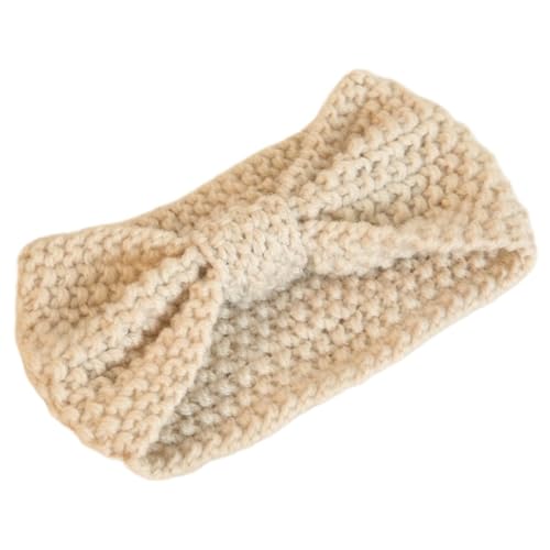 3 Stück Damen Haarband Gestricktes Schleife Wollstirnband,Winter Weiche Warme Stirnbänder Elastische Headwrap Haarschmuck Kopfband Kopfbedeckung Kopfschmuck für Tägliches Tragen,Beige von Wambere