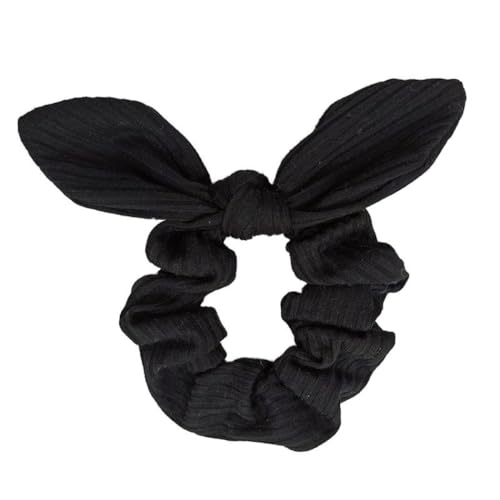 3 Stück Damen Haargummis Scrunchies Gestricktes Hasenohren Haargummi Schleife Haargummi Pferdeschwanzhalter Elastische Haarband Haarschmuck Kopfbedeckung für Frauen Mädchen,Schwarz von Wambere