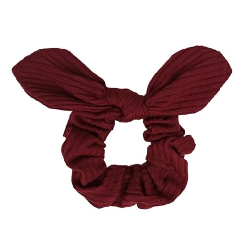 3 Stück Damen Haargummis Scrunchies Gestricktes Hasenohren Haargummi Schleife Haargummi Pferdeschwanzhalter Elastische Haarband Haarschmuck Kopfbedeckung für Frauen Mädchen,Weinrot von Wambere