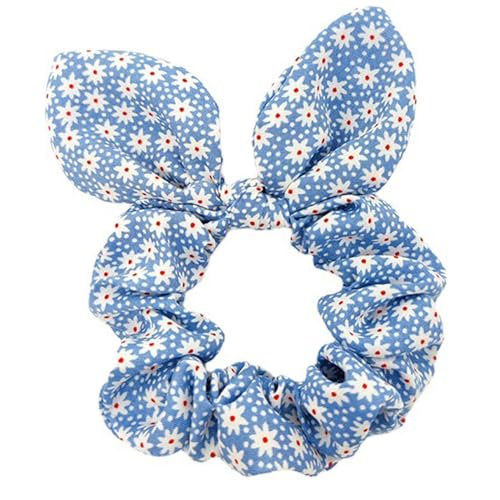 3 Stück Damen Haargummis Scrunchies Hasenohren Dickdarm Haargummi Schleife Haarringe Kopfbedeckung Pferdeschwanzhalter Elastische Haarseil Haarband Haarschmuck für Frauen Mädchen,Blau von Wambere
