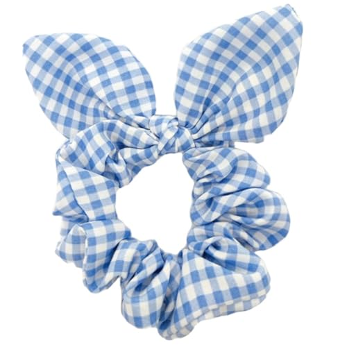3 Stück Damen Haargummis Scrunchies Hasenohren Dickdarm Haargummi Schleife Haarringe Kopfbedeckung Pferdeschwanzhalter Elastische Haarseil Haarband Haarschmuck für Frauen Mädchen,Hellblau von Wambere
