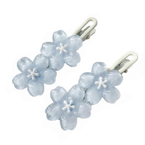 3 Stück Damen Haarspange Sakura Gewellte Haarspange Blumen Seitenclip Haarnadel Kopfbedeckung Rutschfest Haarklammern Haarschmuck für Frauen und Mädchen Geburtstag Party Bankett,Blau von Wambere