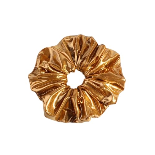 3 Stück Damen Leder Haargummis Elastische Haargummi Scrunchies Gummibänder Haarband Haarschmuck Frauen Pferdeschwanzhalter Haarringe Kopfschmuck Haarseil für Tägliches Tragen,Gold von Wambere