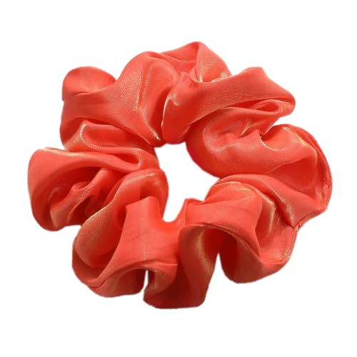 3 Stück Damen Satin Haargummi Haarringe Gummibänder Haarband Elastische Haarseil Haarschmuck Pferdeschwanzhalter Scrunchies Kopfbedeckung für Mädchen Frauen Tägliches Tragen,Orange von Wambere