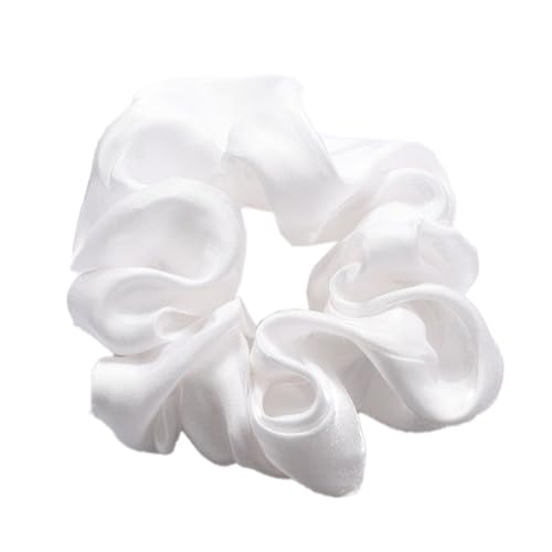 3 Stück Damen Satin Haargummi Haarringe Gummibänder Haarband Elastische Haarseil Haarschmuck Pferdeschwanzhalter Scrunchies Kopfbedeckung für Mädchen Frauen Tägliches Tragen,Weiß von Wambere