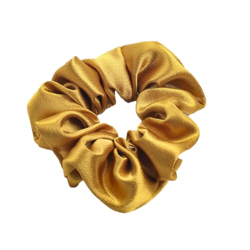 3 Stück Damen Satin Haargummi Haarringe Gummibänder Haarband Elastische Haarseil Kopfbedeckung Pferdeschwanzhalter Scrunchies Haarschmuck für Frauen Mädchen Tägliches Tragen,Gelb von Wambere