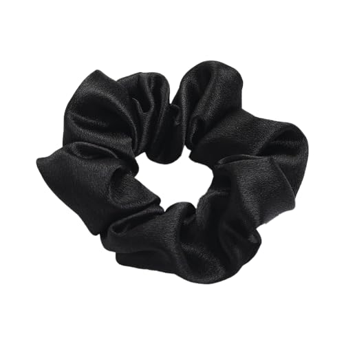 3 Stück Damen Satin Haargummi Haarringe Gummibänder Haarband Elastische Haarseil Kopfbedeckung Pferdeschwanzhalter Scrunchies Haarschmuck für Frauen Mädchen Tägliches Tragen,Schwarz von Wambere