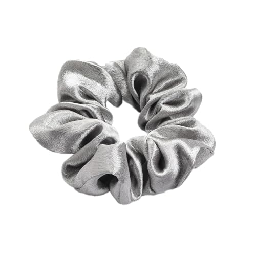 3 Stück Damen Satin Haargummi Haarringe Gummibänder Haarband Elastische Haarseil Kopfbedeckung Pferdeschwanzhalter Scrunchies Haarschmuck für Frauen Mädchen Tägliches Tragen,Silber grau von Wambere